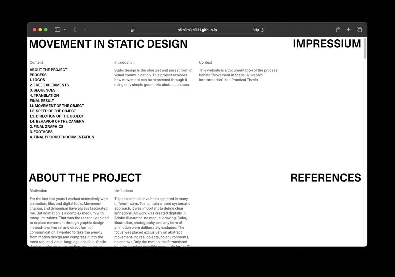 MOVEMERNT IN STATIC: A VISUSL INTERPRITATION